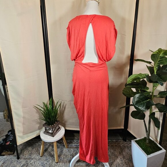 NWT Free People Lakeside Ruched Slit Dress Color Bella Rose Size Large - Picture 4 of 12